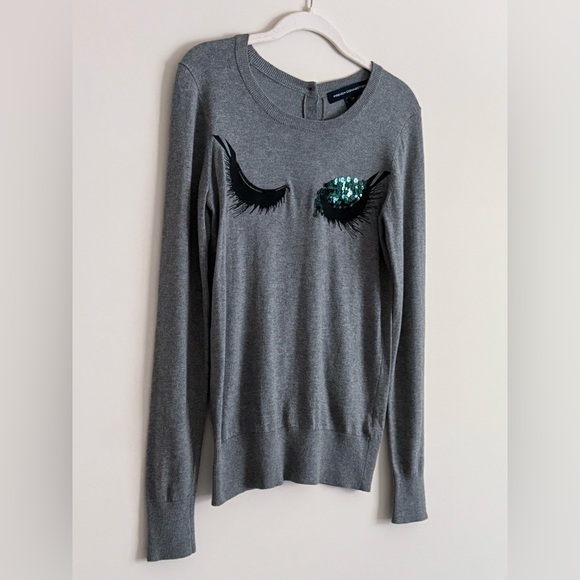 French Connection Sweater Sequin Eye Lash Design Size XS - Picture 4 of 11